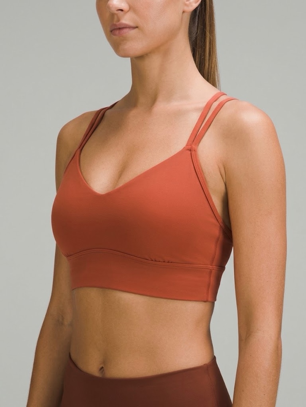 all in motion - Double-Strap V-Neck Sports Bra in Rust